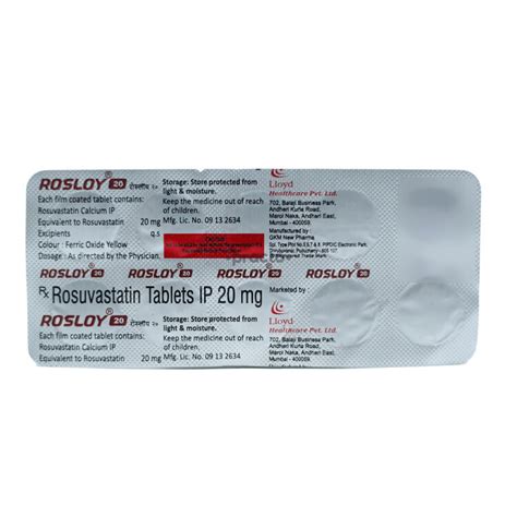 Rosloy 20 Mg Tablet Uses Dosage Side Effects Price Composition