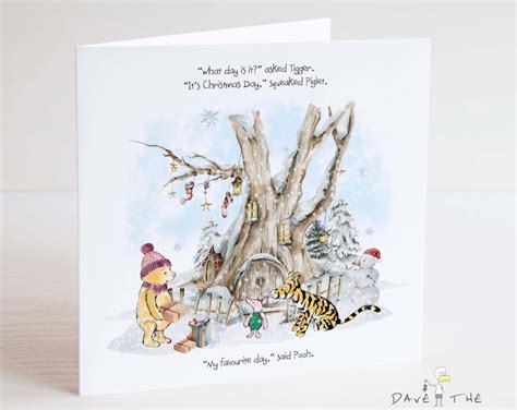 Winnie the Pooh Christmas Card Handmade Greeting Card for - Etsy