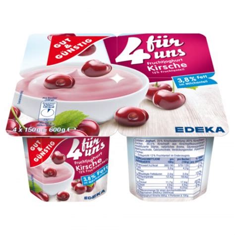 Gut Günstig Fruchtjoghurt Kirsch 3 8 4x150g Lebensmittel Versand