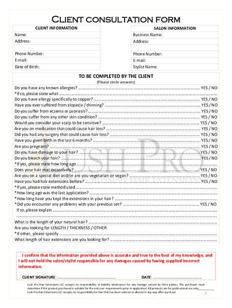 Fillable Online Wax Tint Client Consultation Form Fax Email Print