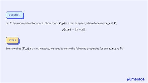 Solved Let V Be A Normed Vector Space Show That V Is A Metric