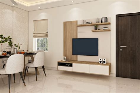 Contemporary Tv Unit Design Idea With Open Racks Livspace