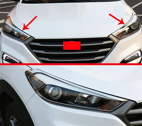 For Hyundai Tucson 2016 2018 ABS Chrome Headlight Lamp Cover Trim In