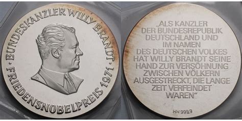 Deutschland G Fein Mm Medaille Bundeskanzler Willy Brandt