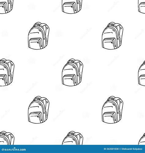 Seamless Doodle Backpacks Pattern Design Hand Drawn Backpack Seamless