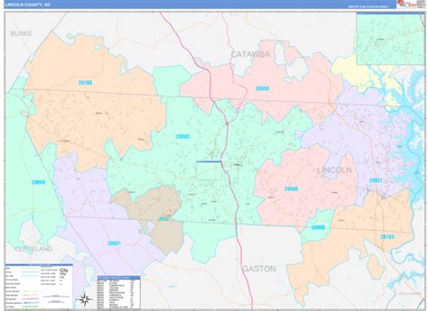 Lincoln County NC Wall Map Color Cast Style By MarketMAPS MapSales