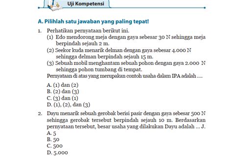 KUNCI JAWABAN IPA Kelas 8 Halaman 99 103 Semester 1 Uji Kompetensi Bab