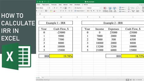 How To Calculate Irr In Excel Youtube