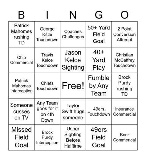 Super Bowl Bingo Cards Image To U