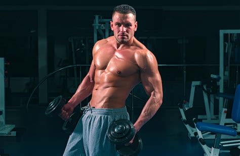 Premium Photo Gym Training And Workouts Dumbbells Exercises Male