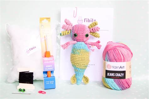 Crochet Kit Candy Axolotl Kit For Beginner Pattern Kit With Etsy