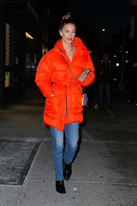 Nina Agdal In An Orange Puffer Coat Was Seen Out In New York City 1220