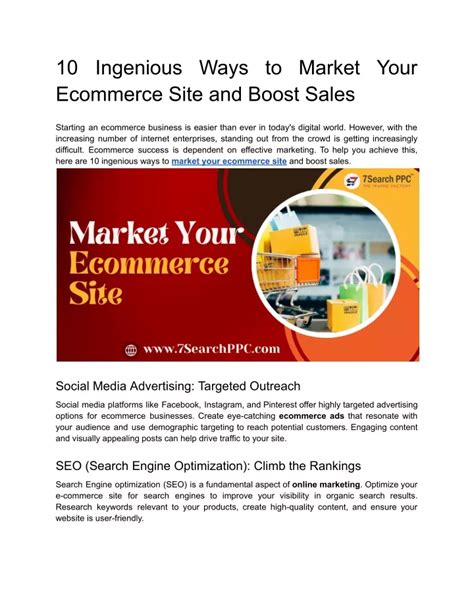 PPT 10 Ingenious Ways To Market Your Ecommerce Site And Boost Sales