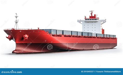 Cargo Ship Isolated On White Background Generative Ai Stock