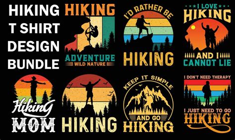 Hiking Typography T Shirt Design Vector Print Template Hiking T Shirt