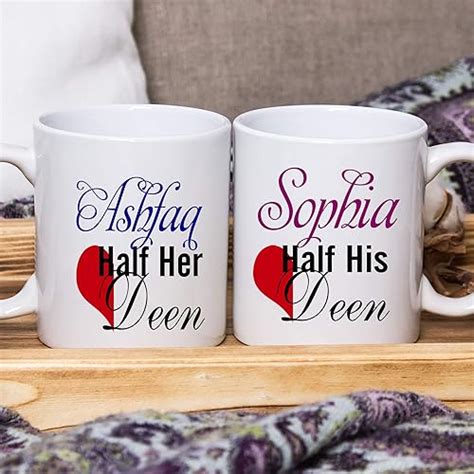 Half Her Deen Mugs Set Islamic Mugs For Couples Personalized Islamic