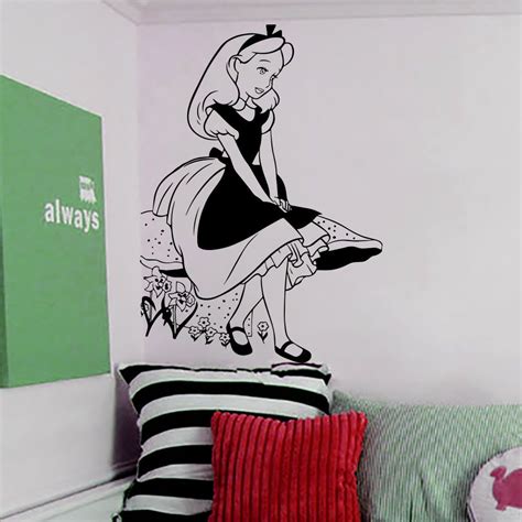 Wall Decal Alice In Wonderland Girl Flowers Art Nursery Room Sticker Murals Am54 Room Stickers