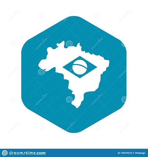 Mapa De Brasil cone Da Bandeira Estilo Simples Ilustração do