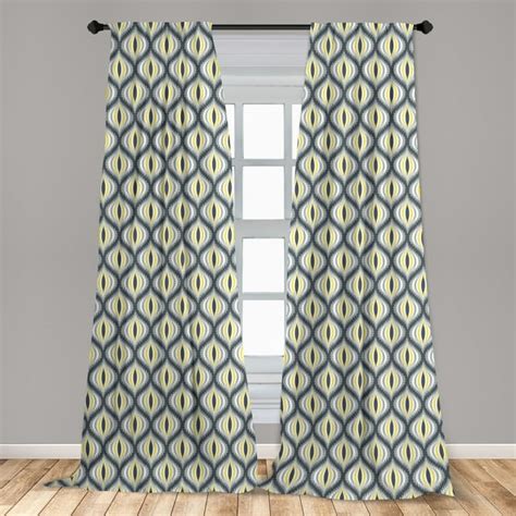 Ikat Curtains 2 Panels Set Pale Toned Indonesian Traditional Ogee Shapes South Abstract Vintage