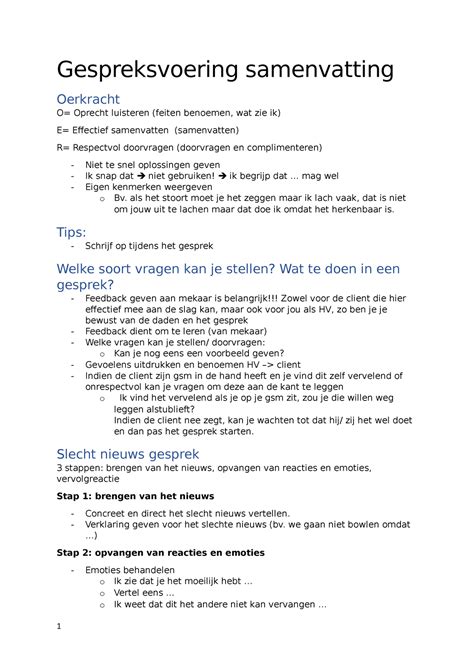 Samenvatting Gespreksvoering Gespreksvoering Samenvatting Oerkracht O