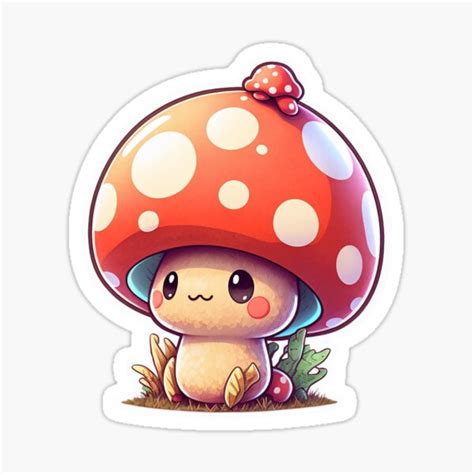 Cute Chibi Mushroom Toadstool Sticker By MarcGugDesigns Redbubble