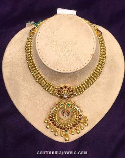 Gold Antique Attigai Necklace Design South India Jewels