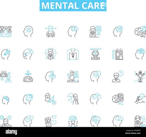 Mental Care Linear Icons Set Therapy Counseling Compassion Self