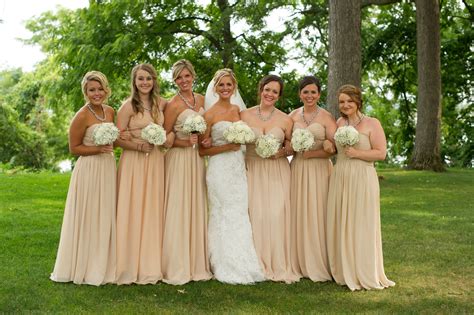 Long Tan Strapless Bridesmaid Dresses