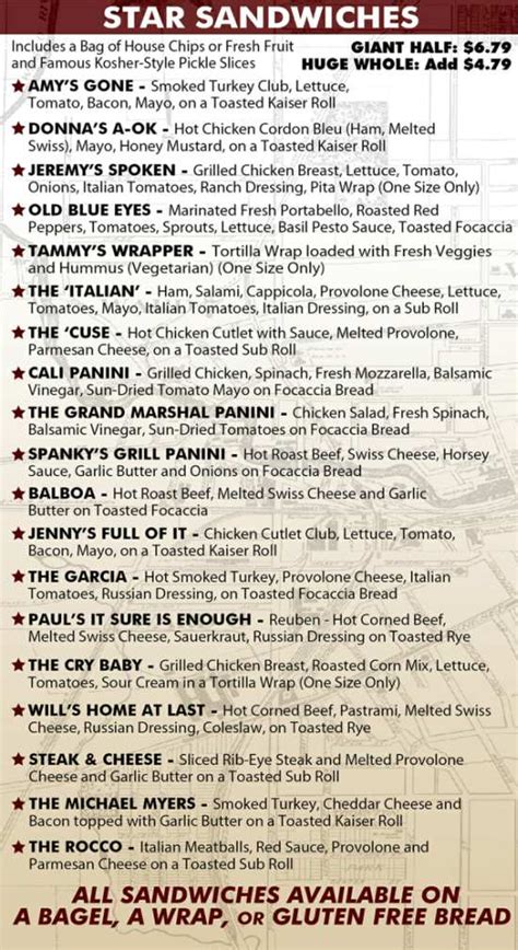 Downtown Deli Menu, in Auburn, NY