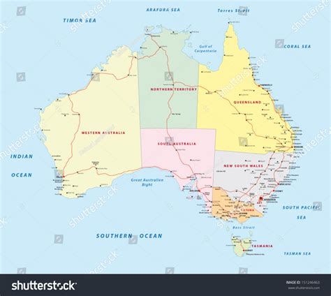 Australia Road Map Stock Vector (Royalty Free) 151246463 | Shutterstock