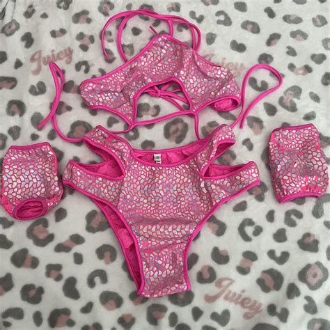 Piece Rave Set Hot Pink Underboob Top Cutout Depop