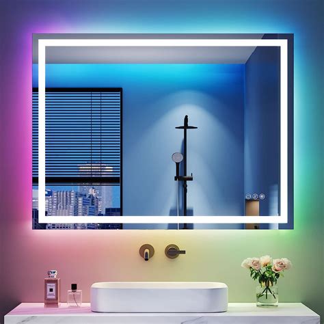 Dripex Rgb Bathroom Mirror With 3 Led Lights 600 800 Mm Illuminated Bathroom Mirrors Vanity