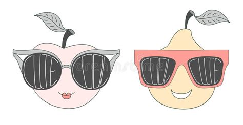 Fruits In Cute And Cool Sunglasses Stock Vector Illustration Of Drawn Collection 98618728