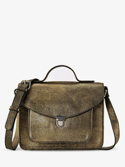 Mademoiselle George XS Granite sac à main en cuir noir et doré femme