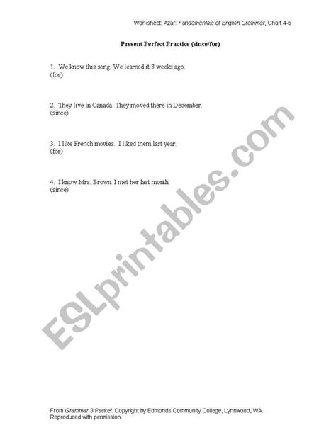 English Worksheets Present Perfect