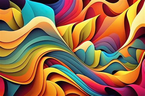 Fondo de ondas de colores brillantes y líneas superpuestas Foto Premium