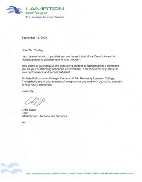 Letter From Dean Pdf