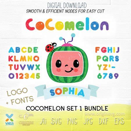 Cocomelon SVG alphabet custom name printable fonts PNG – Origin SVG Art