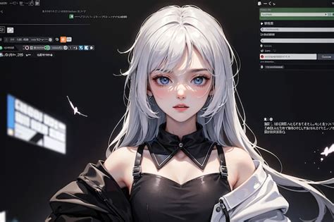 Premium AI Image | Girl with white hair and black clothes anime style