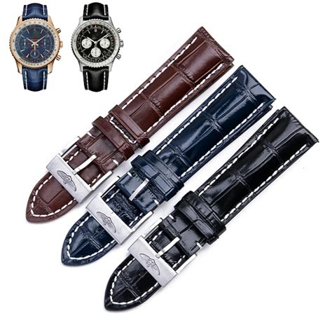 Mm Mm Italian Cowhide Leather Strap Band For Breitling Watch