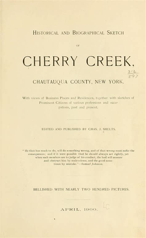 Historical and biographical sketch of Cherry Creek, Chautauqua County
