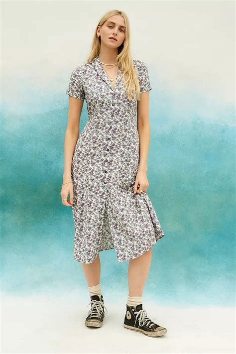 Urban Outfitters Archive Floral Pippa Midi Tea Dress Urban Outfitters Uk