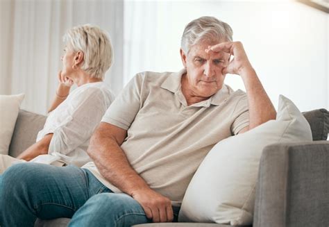 Premium Photo Ignore Senior Couple And Divorce On Sofa In Home Living