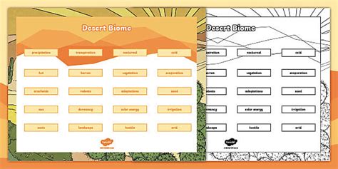 Desert Biome Vocabulary Mat Teacher Made Twinkl