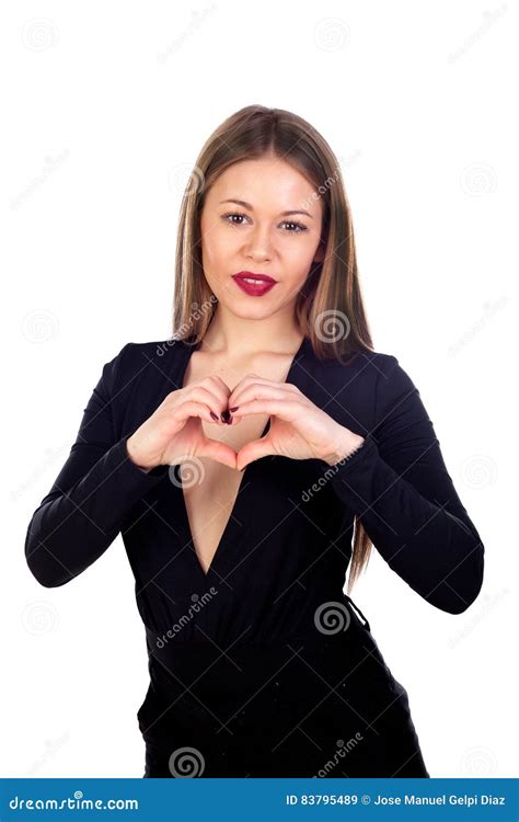 Sensual Beautiful Woman Making A Heart With Her Hands Stock Image