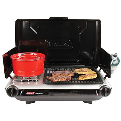 Coleman 2 Burner Grill Stove Combo With Wind Guards For Camping