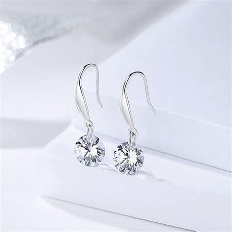 Jeulia Boucles D Oreilles Solitaire En Argent Sterling Coupe Ronde