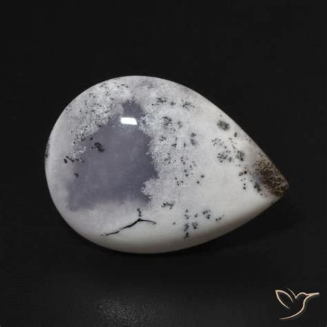 Carat Pear X Mm White Dendritic Agate Gemstone