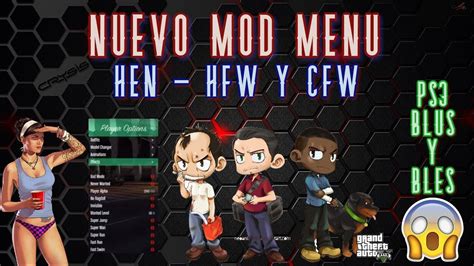 NUEVO MOD MENU GTA 5 ONLINE PS3 HEN HFW Y CFW PARA BLUS Y BLES YouTube