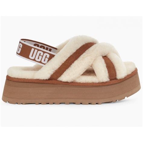 Купить UGG Disco Cross Slide Chestnut Женские тапочки меховые